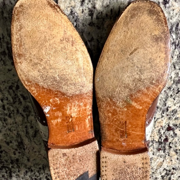 Peel & Co Brooks Brothers Chocolate Brown And off White Spectator Wingtips Sz 9 - Picture 8 of 10